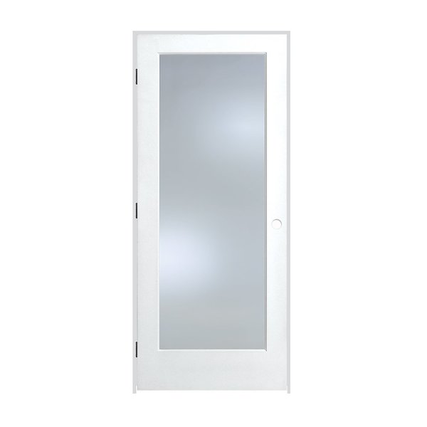 Trimlite 32"x80"x13/8" Primed 1Lite Clear Tempered Glass Interior French 49/16" RH Prehung Door Matte Hinges 2868pri1501CLETRH10B4916